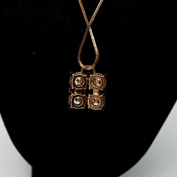 Rhinestone pendant gold tone chain necklace marked - Picture 3 of 4